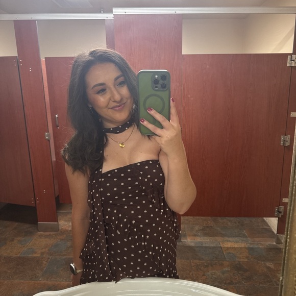 Dresses & Skirts - Brown Polka Dot Strapless dress
